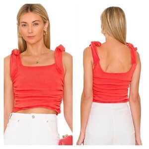 Free People Ribbon Strap Ruched Side Guava Berry Boulevard Tank Top L